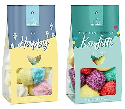 2er-Set Buntes Duo Marshmallows | Das süße Geschenk für Freunde und Familie | Marshmallows sauer zum Verschenken | Geschenk für Party oder Geburtstag