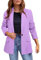 L9WEI Blazer pour femme - Élégant - Manches longues ouvertes - Couleur unie - Pour l'automne et l'hiver, lilas, L