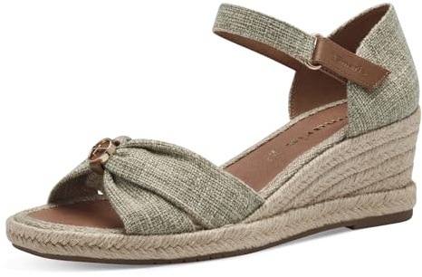 Tamaris Damen Plateau Sandalen Textil Keilabsatz Sommer; NATURE/beige; 38 EU