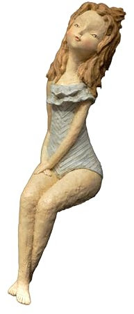Kantenhocker Mädchen Merle | Dekofigur Badenixe Skulptur Kantensitzer | 60 cm