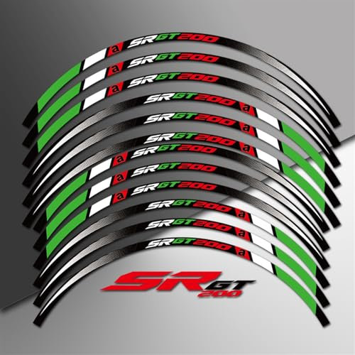 NINOMA Motorrad Felgenaufkleber Reflektierendes Nabenstreifenband Wasserdichter Aufkleber Für Aprilia SRGT200 SR GT 200 2023(Color:2)
