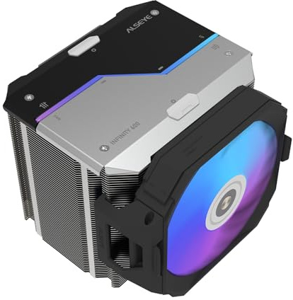 ALSEYE i600 Pro CPU Cooler, HD Display with Temperature, Copper Base Hidden Fan Dual Tower CPU Cooler 6 Heat Pipes TDP 290W ARGB PWM Koala Fan with FDB Bearing Intel LGA & AM5 AM4 (i600 Black)