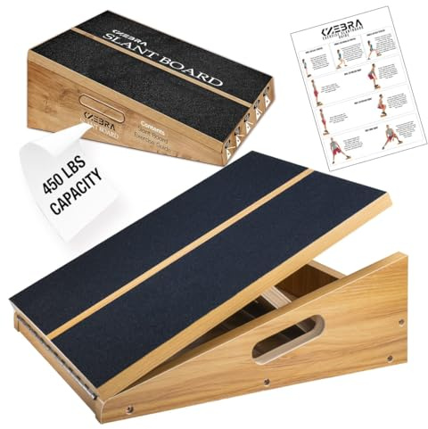 KZEBRA Tabla inclinada de madera, tabla inclinada ajustable y estirador de pantorrilla, tabla elástica de pantorrilla, diseño de mango lateral extra para portabilidad