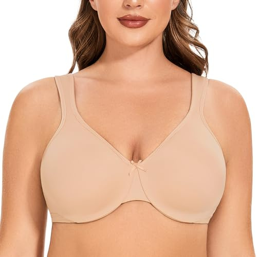 MELENECA Women's Plus Size Full Coverage Underwire Seamless Non Padded Minimizer Bra Beige 38D