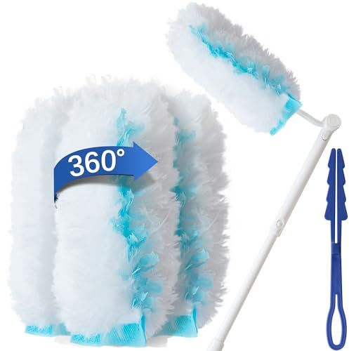 360 Duster Refills for Swiffer, Duster Refills Kit with 20 Duster Refills & 2 Handle for Cleaning Home & Car, Heavy Duty Multi Surface Duster Refills for Office, Blinds, Ceiling Fans, Furniture