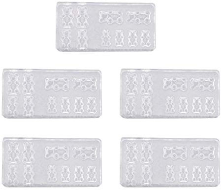 YANGLY Bear Mold 5Pcs Handmade Bear Nail Art Silicone Mini Gummy Bear Mold Bear Nail Art Resin Casting Mould Template Resin Art Craft