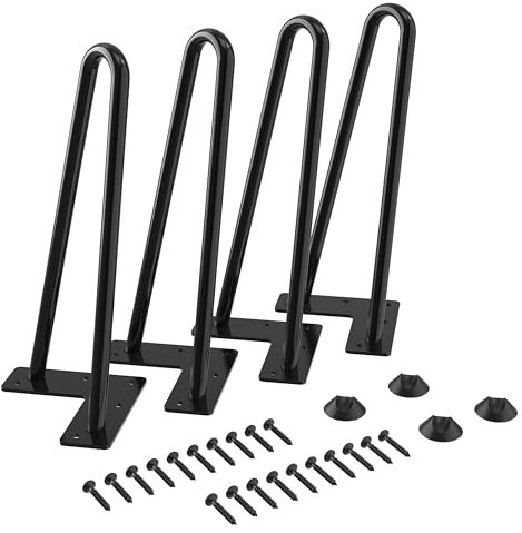 WINSOON 23CM Haarnadel Tischbeine Schwarz Metall Hairpin Legs Tischbeine Möbelfüße mit Bodenschoner