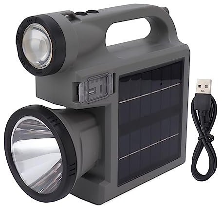 Natudeco Handscheinwerfer, LED-Solar-Taschenlampe, Wasserdichter Hand-Spot-Suchscheinwerfer Mit 3 Lichtmodi Und COB-Seitenlicht Für Camping, Jagd, Angeln