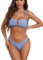 seamoly Bikini-Set für Damen, O-Ring, gerüschter Bikini, Badeanzug-Set, verstellbare Schultergurte, Bikini-Sets mit hoher Taille, Blau, Medium