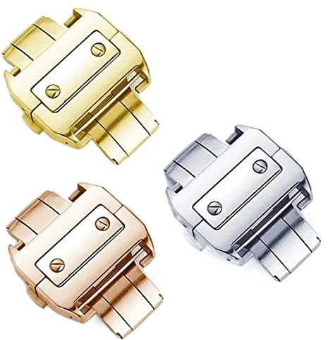 ORKDFJ 18 x 21 mm massiver Edelstahl-Doppel-Klick-Verschluss für Cartier Santos Armband, Metallschnalle, Metall, silber, 21mm