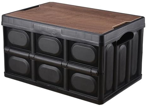 30L/55L Tragbare Outdoor Camping Haushaltsbox Mit Holzdeckel Auto Kofferraum Organizer,Praktische Kofferraumtasche faltbar,Auto Faltbox,Autotasche,Einkaufsbox,verstärkt stabil,für Auto,SUV,LKW,Minivan