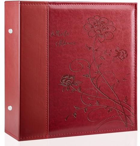 Miaikoe Fotoalbum 10x15 1000 Fotos Slip in, Extra große Kapazität Leder Cover Bilderalben hält 1000 horizontale und vertikale 10x15cm Landschaft Fotos für Hochzeit Familie (Rot)