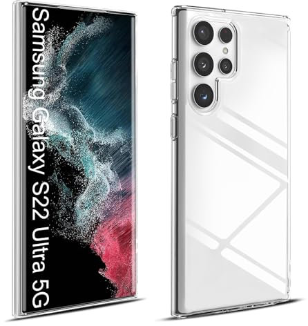 Elekpia Crystal Clear Hülle Kompatibel mit Samsung Galaxy S22 Ultra 5G, Anti-Fingerabdruck Anti-Vergilbungs Handyhülle, Kratzfest Stoßfest Durchsichtig Schutzhülle, TPU Case, Dünn Cover (Transparent)
