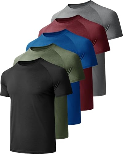 miijoory Mens Gym Shirts Quick Dry Performance Plain Workout Tops Short Sleeve Sports Running T Shirt Multipack