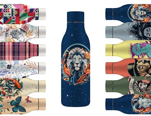 Mi Ko Mi Ka Botella de Agua de Acero Inoxidable - Botella Térmica Reutilizable de Diseño 550ml | Sin BPA | Mantiene 24H Frio / 12H Calor | Termo y Hermética - A Prueba de Fugas (León)