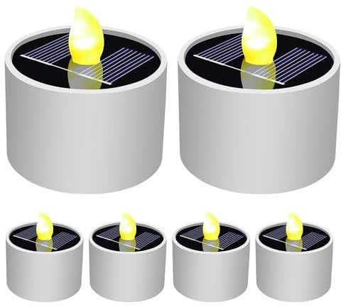 Mineup Solar Teelichter für Außen, 6 Stück Flammenlose Kerzenlicht Solar, LED Kerzen, Solar Teelicht Wasserdicht, LED Teelichter, Solarleuchte Teelichter, Flackernden Kerzen für den Außeneinsatz