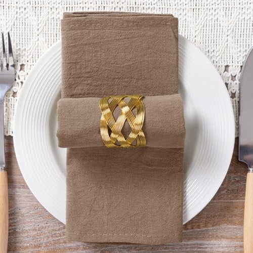 MLMC Baumwoll-Leinen-Servietten, rustikal, waschbar, 43,2 x 43,2 cm, weich, wiederverwendbar, Stonewashed Dinner-Servietten, Tuch für Hochzeit, Party, Empfang, Versammlungen, den täglichen Gebrauch