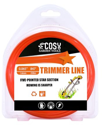COSY GARDEN TOOLS Mähfaden fünf Sterne rasentrimmer Faden Nylon-Rasentrimmer-Grasschnur für Trimmer, Dornen und Sträucher 1,6mm x 258m
