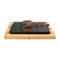 BEEFSTONE Heißer Stein Lavastein Steak-Brett extra groß Hot Stone Steingrill Set aus Bambusbrett Lavastone und Porzellan-Platte, Fleisch, Fisch grillen auf heißem Stein (XXL)