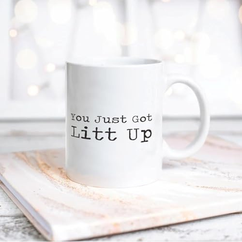 Yelolyio You Just Got Litt Up Ceramic Coffee Mug 11oz Novelty White Coffee Mug Tea Milk Juice Christmas Coffee Cup Funny Gifts for Girlfriend Boyfriend Man Women