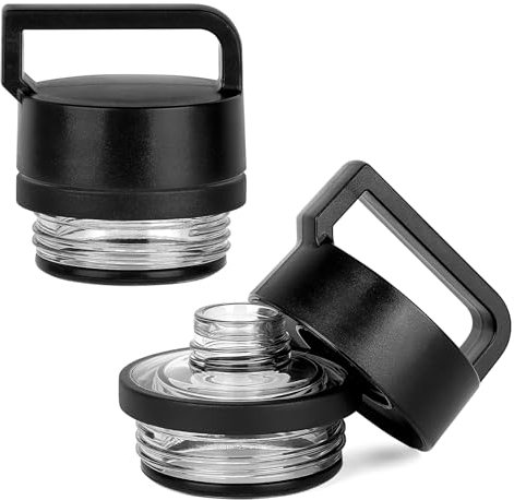Linkidea 2 Pack Water Bottle Lid with Handle Compatible with YETI Rambler Bottle 18oz/26oz/36oz/46oz/64oz Chug Cap, Water Bottle Chug Replacement Cap Lid (Black)