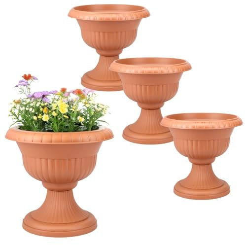 GarPet 4X Blumentopf mit Ständer Blumensäule Standfuß Pflanztopf Grabvase Friedhofsvase Blumentopf mit Füßen Blumentopf Ständer Terrakotta 30 cm