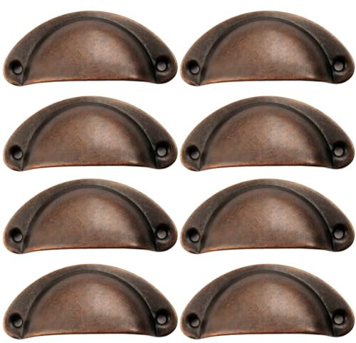 EIHI 8 Pcs Poignée de Coquille, Poignée Coquille Rétro, Tiroir Poignée, Poignée de Meubles, pour Penderies, Armoire, Tiroirs (Bronzefarbe)