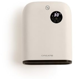 CREATE/WARM WALL/Calefactor de pared o suelo con WiFi blanco roto/Control desde la app, hasta 20m², detección de ventanas abiertas, interruptor antivuelco, 3 modos, pantalla LCD, 2000W
