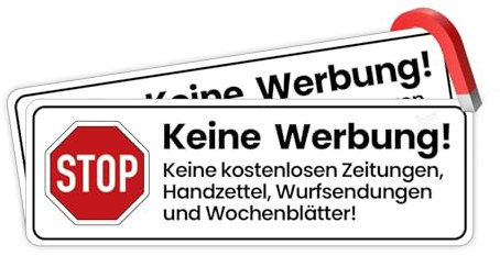 2x Magnetisches Schild „Keine Werbung“ – Briefkastenschild wetterfest & wiederverwendbar – ohne Kleben – stark haftend – Kein Aufkleber – Anti-Werbung Schild für Briefkasten