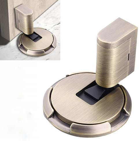 Upgraded Magnetic Door Stopper, Adjustable Punch-Free Silent Floor Doorstop for Various Door Types, Perfect for Yard, Living Room, Bedroom, Kitchen, Bathroom (Bronze)