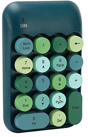 SUNGOOYUE Clavier Numérique, 2,4 GHz, Couleur Rétro, 18 Touches, Récepteur USB pour Ordinateur Portable (Couleur Vert foncé)