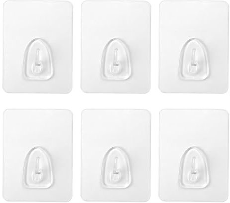 Gudalea Ganchos Adhesivos Extra Fuertes, 6 piezas Ganchos de Pared, Autoadhesivos Transparentes Prácticos Clavos Adhesivos de Pared para Cocina Baño Colgador de Pared y Techo, Max 10kg