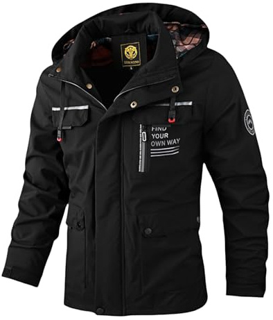 MEIION Veste isolante tout terrain Veste de Ski Homme Imperméable et Coupe-Vent avec Capuche, Manteau d'Hiver Chaud et Pratique pour Activités Extérieures, Multi-Poches