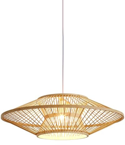 Grand lustre en bambou tissé à la main pour îlot de cuisine et salle à manger rustique rustique