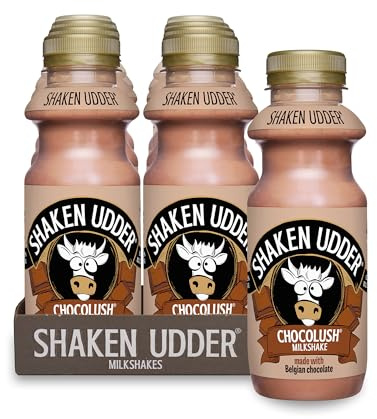 Shaken Udder Chocolush Milkshake,8 x 330ml,Made with Belgian Chocolate,High in Calcium & Protein,Less Than 5% Added Sugar,Vegetarian & Gluten-Free