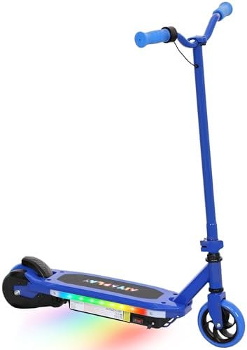 AIYAPLAY Electric Scooter for Ages 6-14 Years, E Scooter with Colourful Light and Electric Brake, Up to 10km/h, Maximum Range 8km, Blue
