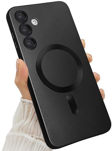 Amzfield Magnetische Handyhülle für Samsung Galaxy S24, Dünn, Matt, Schwarz