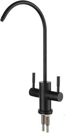 Miscelatore Cucina Rubinetto Depuratore Acqua 2 Vie a Collo di Cigno Monoforo Rubinetto Scqua Fredda Doppie Maniglie,nero