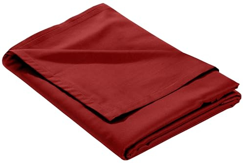 Bettwaesche-mit-Stil Mako-Satin Baumwollsatin Bettlaken ohne Gummizug Uni einfarbig (Bettlaken 240x280 cm, Rot)