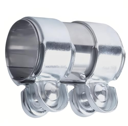Colliers de Serrage pour Tuyaux d'Échappement Ø 55 x 95 mm, Acier Inoxydable Universel Manchon Echappement avec Double Collier (1, Ø 50mm / L: 125mm)