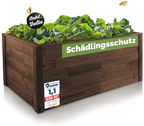 PATKAR XXL Hochbeet 145x89x64cm [Anti-RÜCKENSCHMERZEN] - Hochwertiger Pflanzkasten Hochbeet Holz (Made in Europe) - Premium Hochbeete für Garten - Optimaler Schädlingsschutz - Kräuterbeet (Braun)