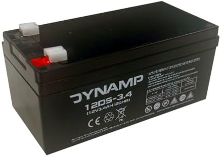 Dynamp 12DS-3.4 12V 3.4Ah Sealed Lead Acid VRLA AGM Battery – High-Performance Rechargeable Power for UPS Units, Medical Equipment, Alarm Systems & Mobility Devices, 134mm x 67mm x 60mm