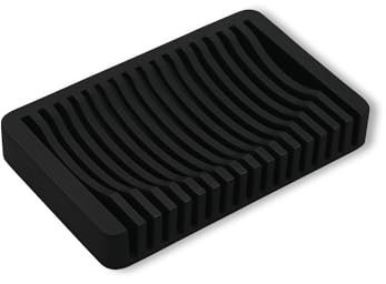Minimalist Self‑Draining Soap Dish Tray (Matte Black)