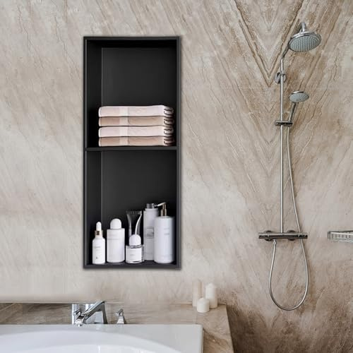 Wandnische für Badezimmer, Edelstahl-Duschrinne, randloses Einbauregal für einfache Aufbewahrung im Badezimmer, keine Fliesenverlegung erforderlich, wasserdicht und stilvolles Design, moderne