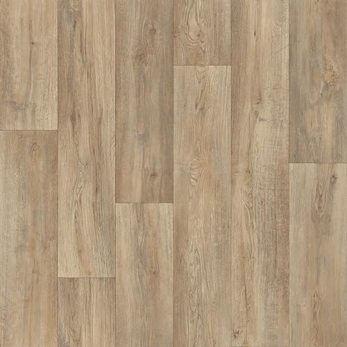 Vinyl Flooring Modern Wood Oak Plank Effect Vinyl Flooring Roll | Non-Slip Easy Clean Waterproof Lino Vinyl Floor | Living Dining Room, Lounge, Hallway Flooring (Light Oak, 3m x 7m)