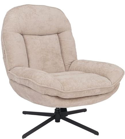 Mendler Relaxsessel HWC-P32, Fernsehsessel Nosagfederung Polstersessel, drehbar Metall Stoff/Textil Chenille (370 g/m²) - Creme