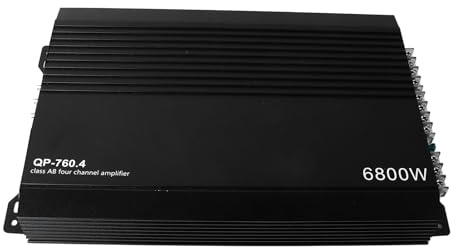 Amplificador de Coche 4 Canales con Carcasa de Aluminio y Transformador de Doble Bobina para Audio Estéreo Potente Claro Compatible con de Sonido Automotriz
