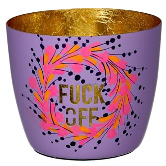 Giftcompany Madras Windlicht M Fuck Off lila/Gold 8,5cm
