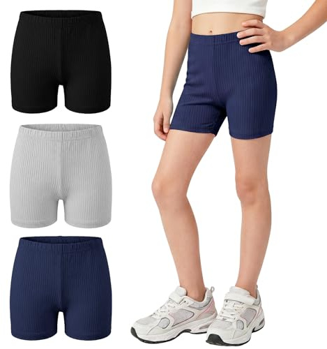 Hoseay Pantalones Cortos Niña Algodón Lote de 3 Leggings 12-14, Azul