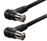 KesCom® ITC12531 Hochwertiges Antennenkabel IEC Koax Stecker gewinkelt auf IEC Koax Buchse gewinkelt 1,5m schwarz, 100% doppelt geschirmt, RoHS, > 85dB